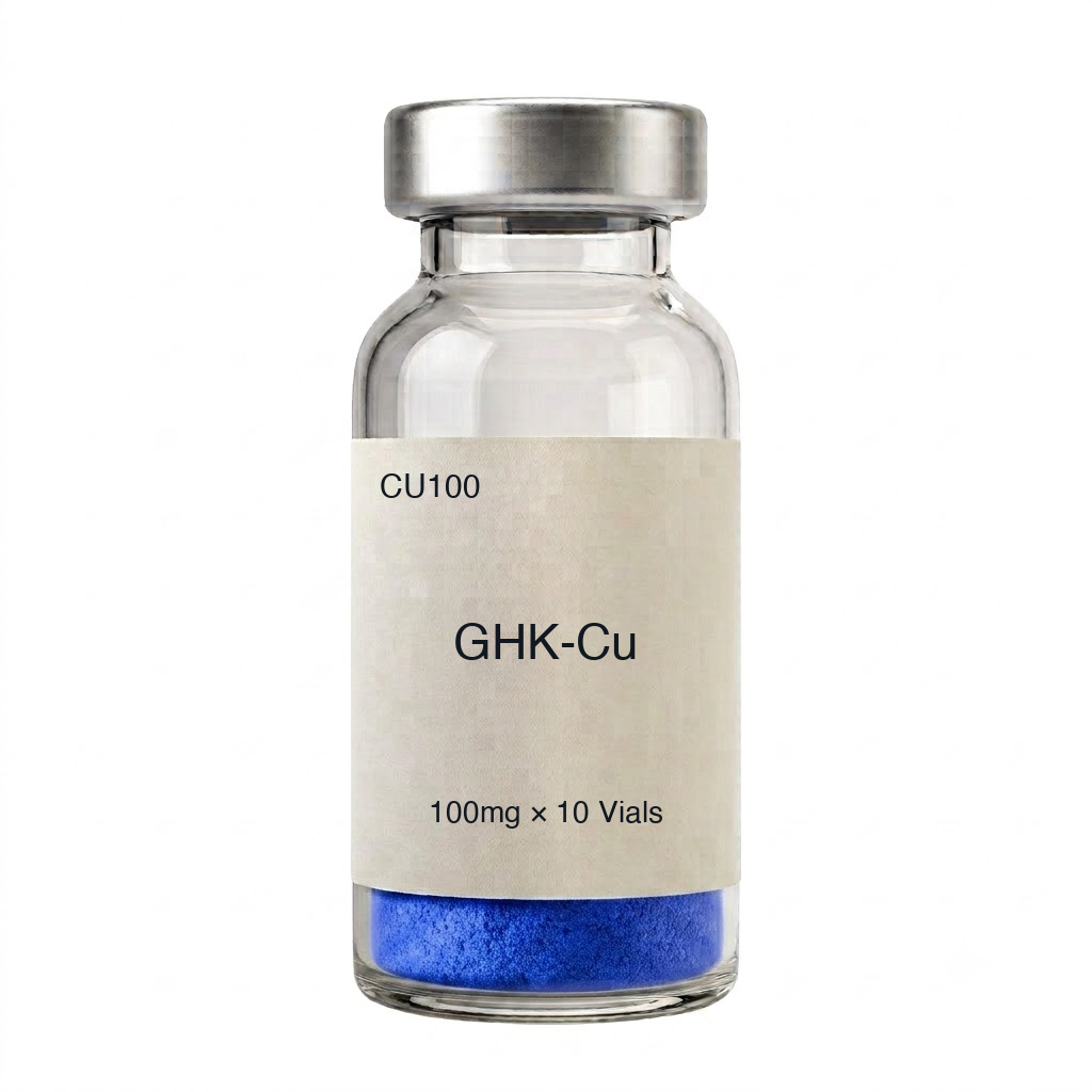 CU100 GHK-Cu 100mg × 10 Vials blue lyophilized powder vial label